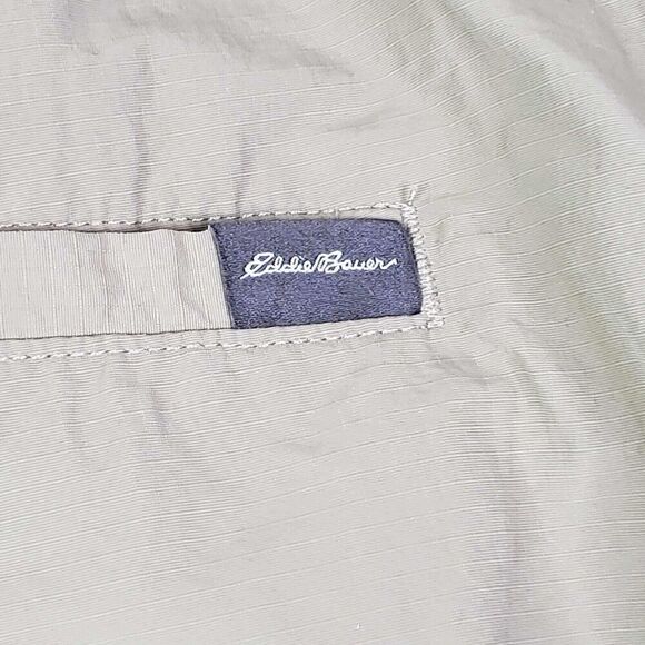 Eddie Bauer Cargo Shorts Mens Size XL Khaki Tan Stretch Nylon Belt Flat Front - Picture 6 of 10